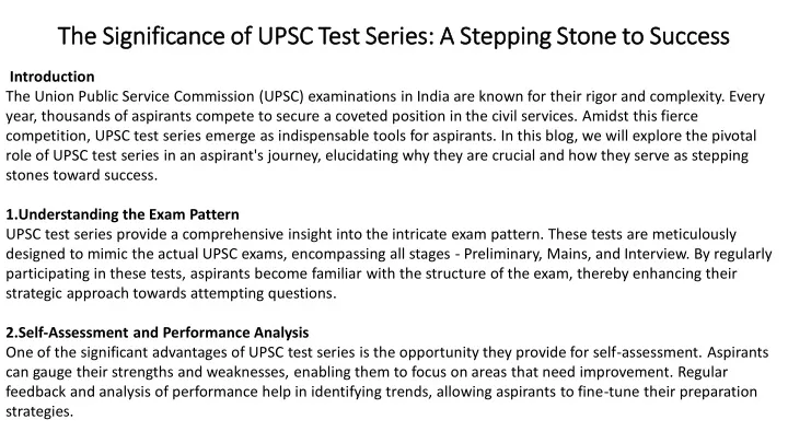 the significance of upsc test series a stepping