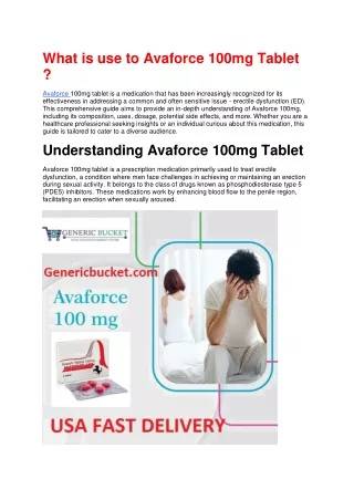 What is use to Avaforce 100mg Tablet