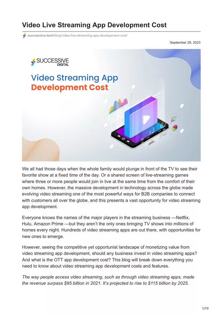 video live streaming app development cost