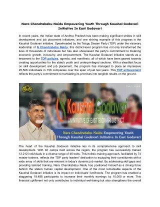 Nara Chandrababu Naidu Empowering Youth Through Kaushal Godavari Initiative In E