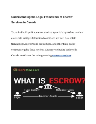 Understanding the Legal Framework of Escrow Services in Canada