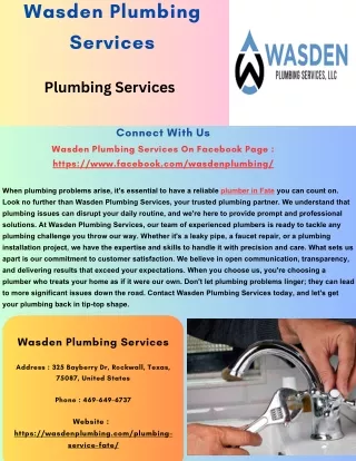Wasden Plumbing Services -Plumbing services. PDF