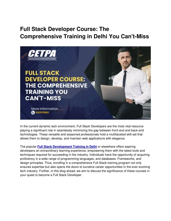 full stack developer course the comprehensive