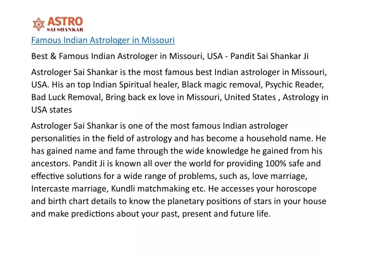 famous indian astrologer in missouri