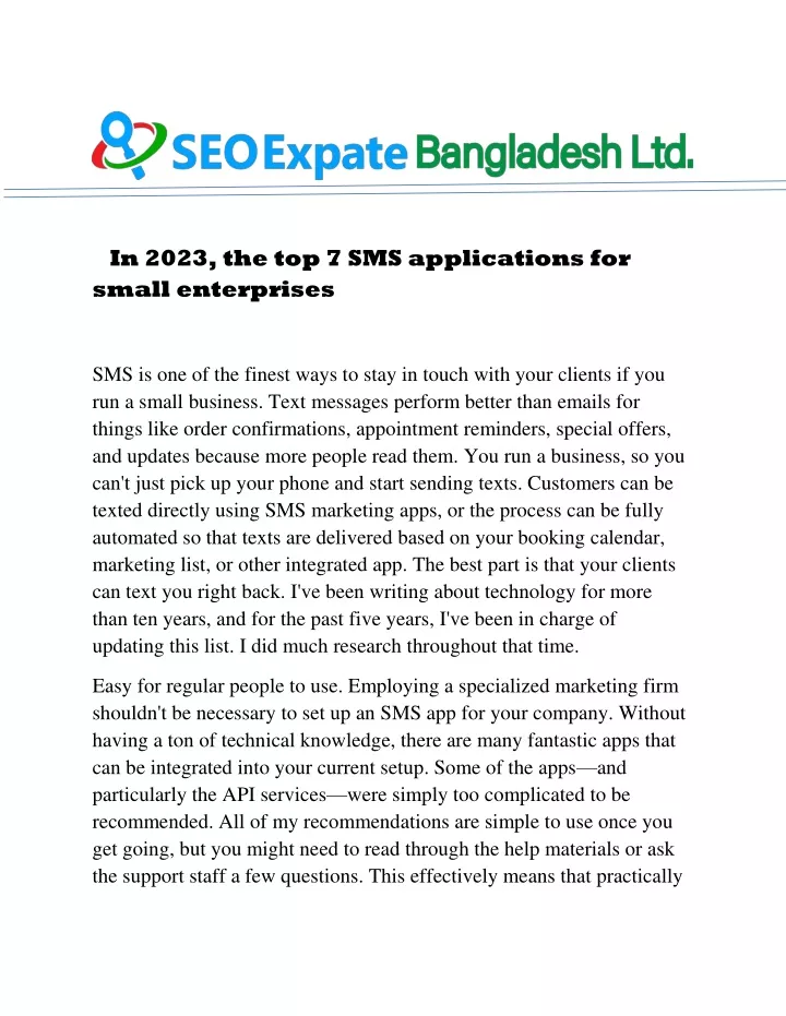 in 2023 the top 7 sms applications for small