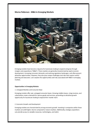 morne pa erson m a in emerging markets