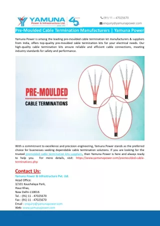 Pre-Moulded Cable Termination