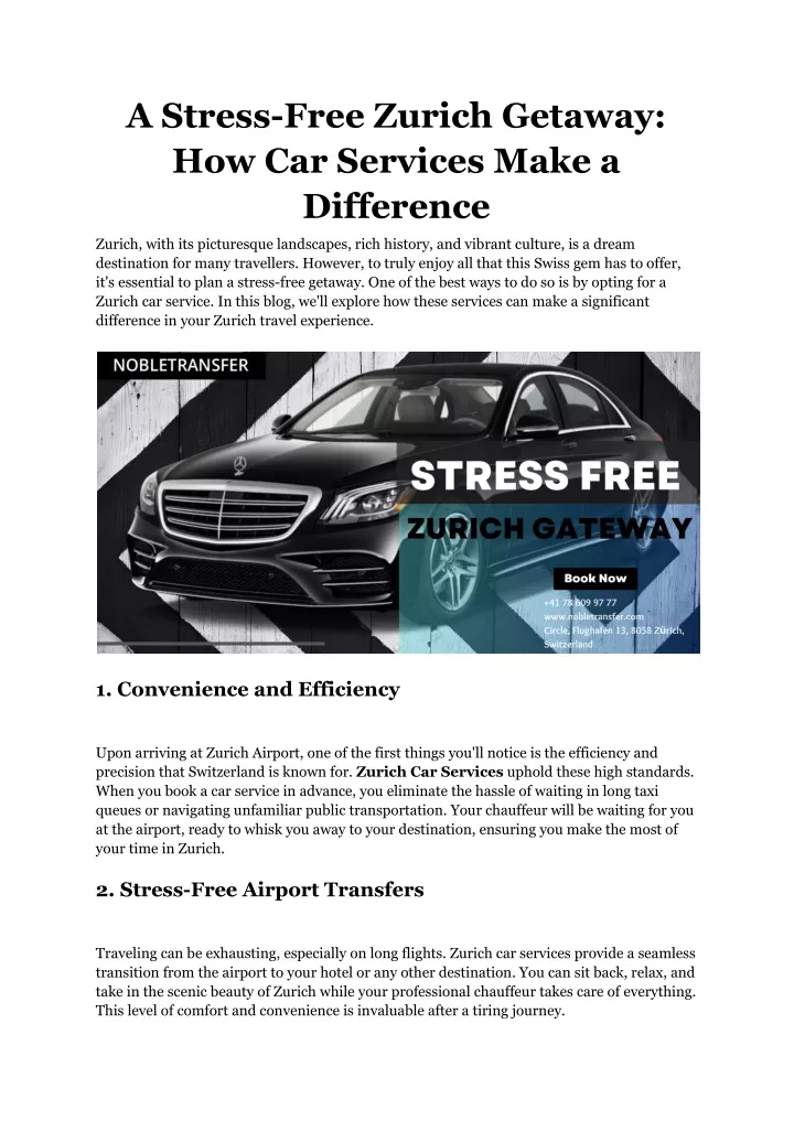a stress free zurich getaway how car services