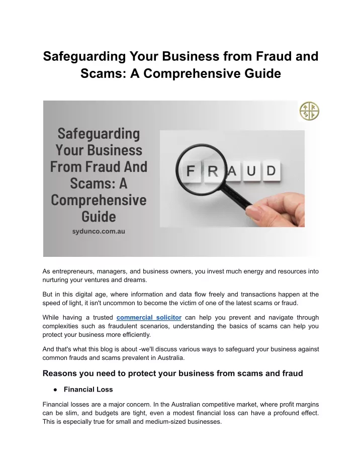 safeguarding your business from fraud and scams