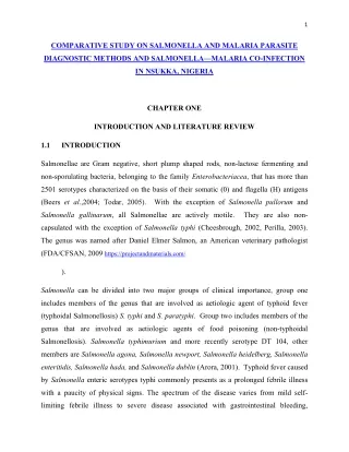 COMPARATIVE STUDY ON SALMONELLA AND MALARIA PARASITE DIAGNOSTIC METHODS AND SALMONELLA—MALARIA CO-INFECTION IN NSUKKA, N