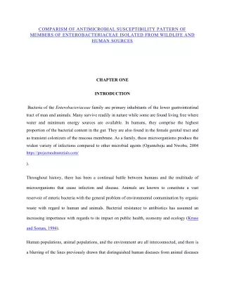 COMPARISM OF ANTIMICROBIAL SUSCEPTIBILITY PATTERN OF MEMBERS OF ENTEROBACTERIACEAE ISOLATED FROM WILDLIFE AND HUMAN SOUR