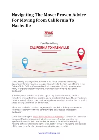 Proven Tips for moving from California to Nashville