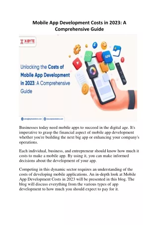 Mobile App Development Costs in 2023