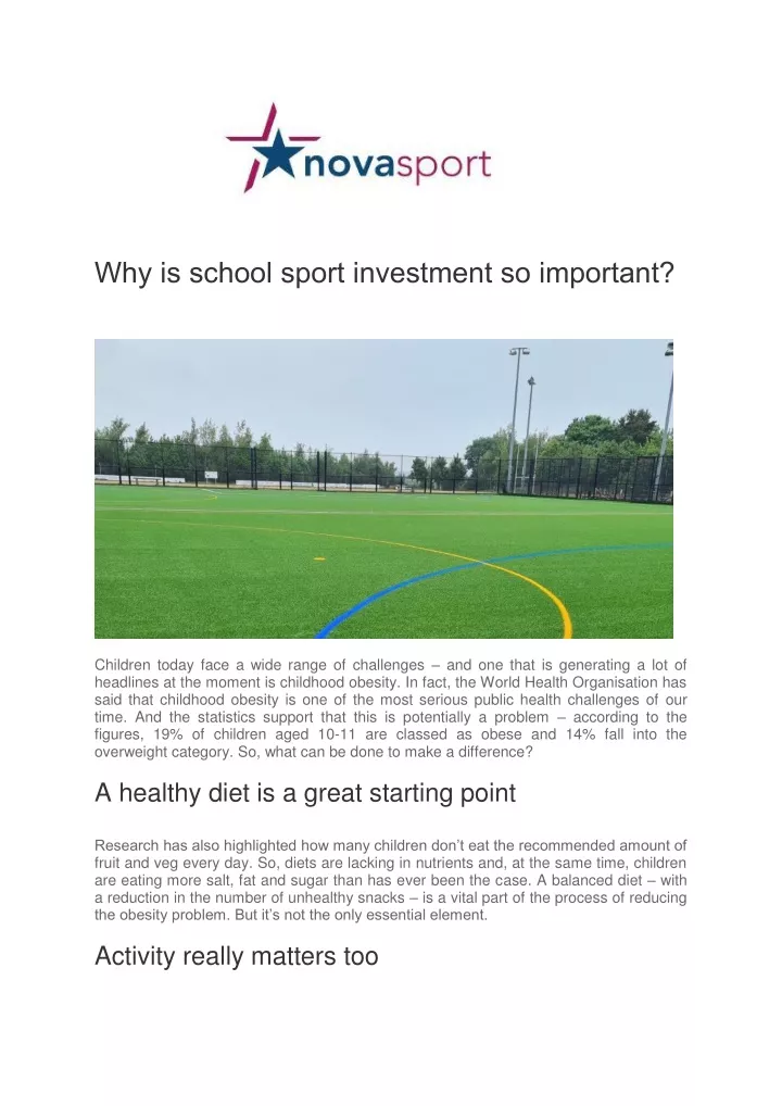 why is school sport investment so important