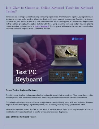 Is it Okay to Choose an Online Keyboard Tester for Keyboard