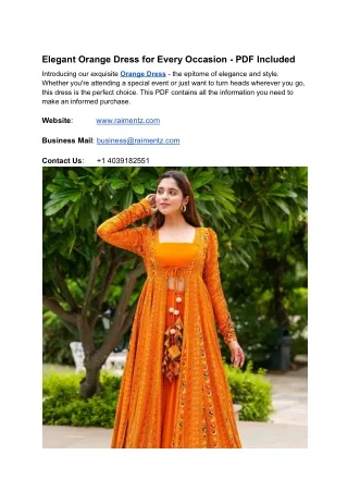 Elegant Orange Dress for Every Occasion - PDF Included