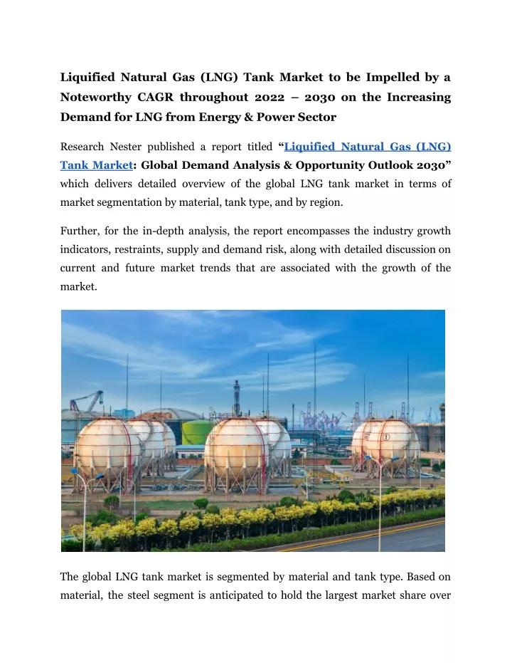 liquified natural gas lng tank market