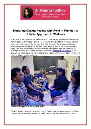 Exploring Chakra Healing with Reiki in Mumbai A Holistic Approach to Wellness