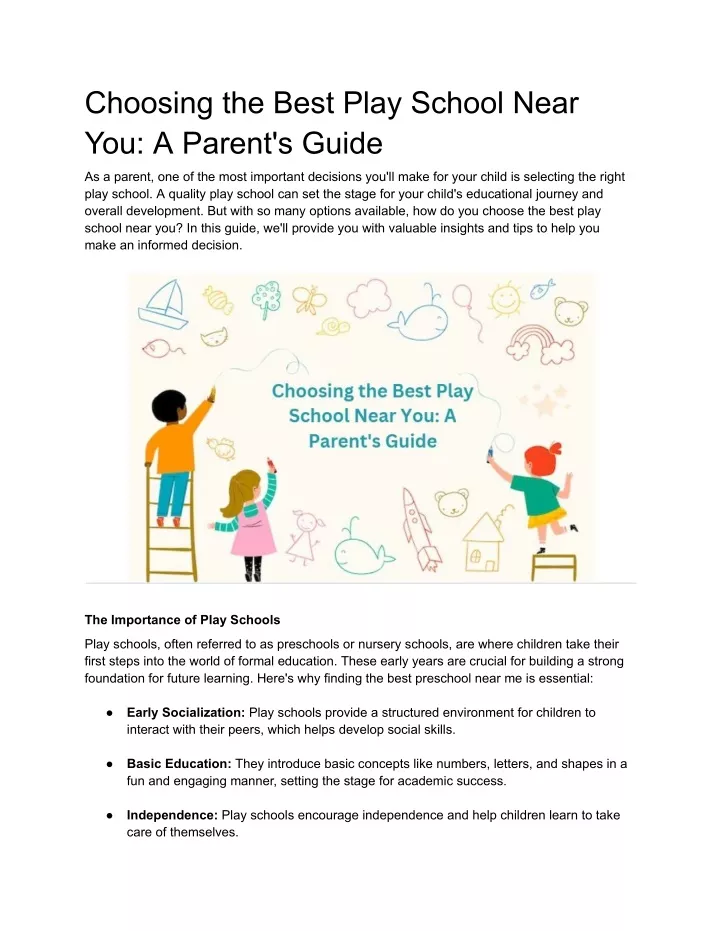 choosing the best play school near you a parent