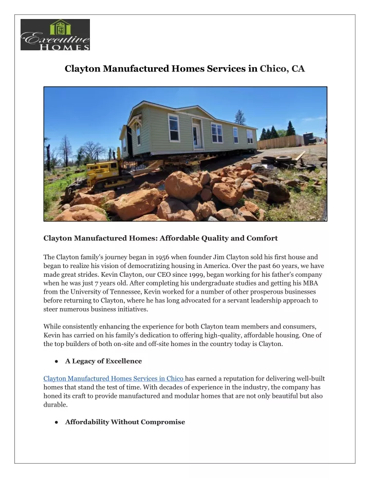 clayton manufactured homes services in chico ca