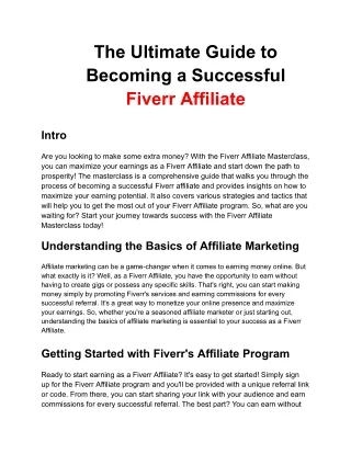 The Ultimate Guide to Becoming a Successful Fiverr Affiliate