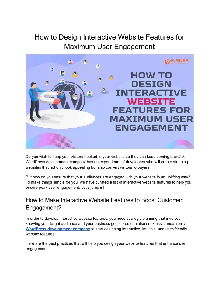 how to design interactive website features