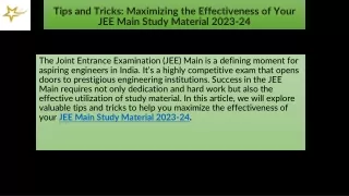 JEE Main Study Material 2023-24