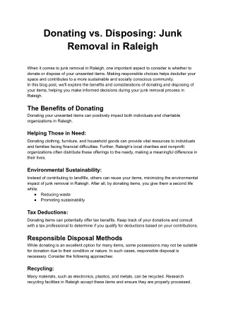donating vs disposing junk removal in raleigh