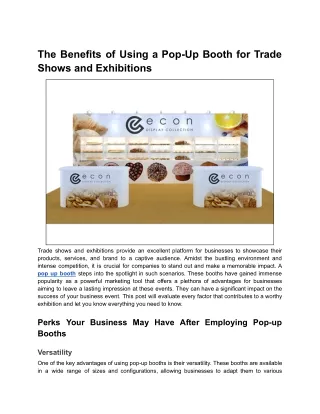 The Benefits of Using a Pop-Up Booth for Trade Shows and Exhibitions