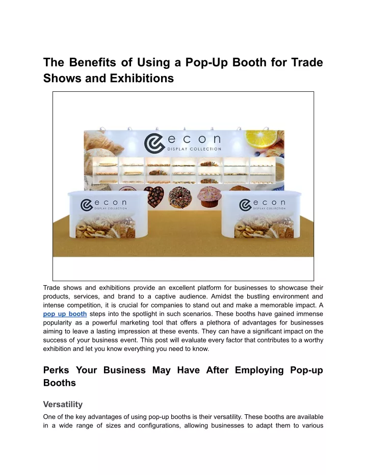 the benefits of using a pop up booth for trade