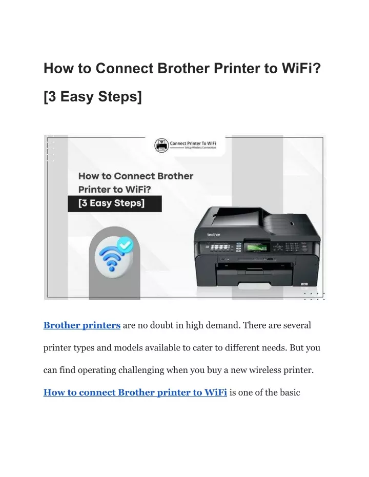 how to connect brother printer to wifi