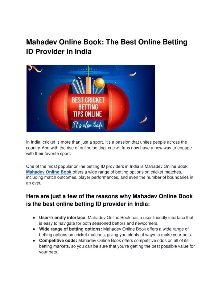mahadev online book the best online betting