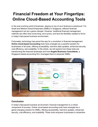 Financial Freedom at Your Fingertips Online Cloud-Based Accounting Tools