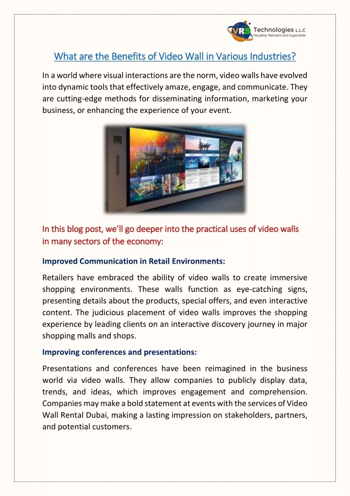 what are th what are the benefits of video wall