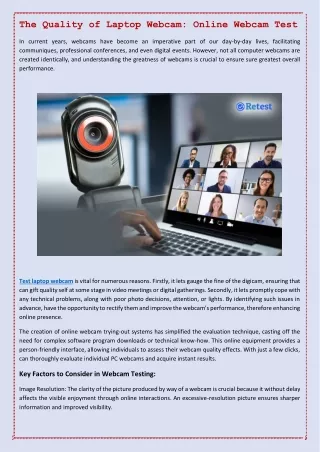 The Quality of Laptop Webcam - Online Webcam Test