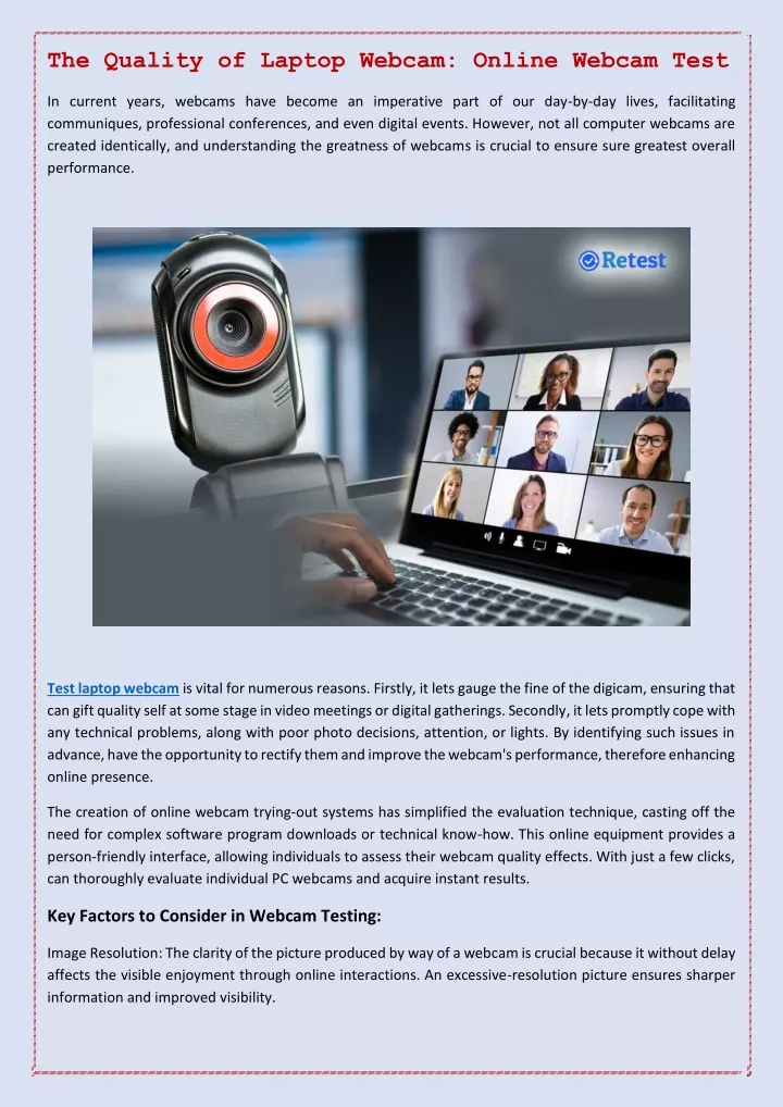 the quality of laptop webcam online webcam test