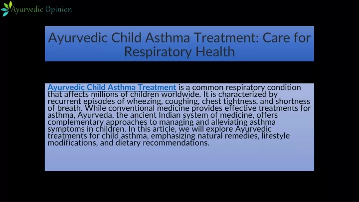ayurvedic child asthma treatment care for respiratory health