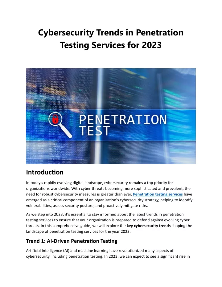 cybersecurity trends in penetration testing