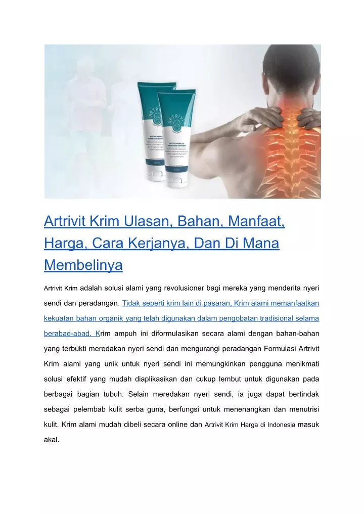 artrivit krim ulasan bahan manfaat harga cara