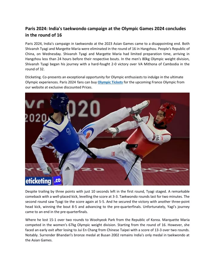 paris 2024 india s taekwondo campaign