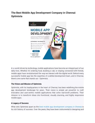 The Best Mobile App Development Company in Chennai_ Optimista