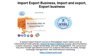 Import Export Business, Import and export, Export business