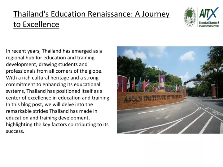 thailand s education renaissance a journey