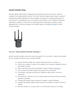 Wavlink Extender Setup