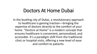 Doctors At Home Dubai