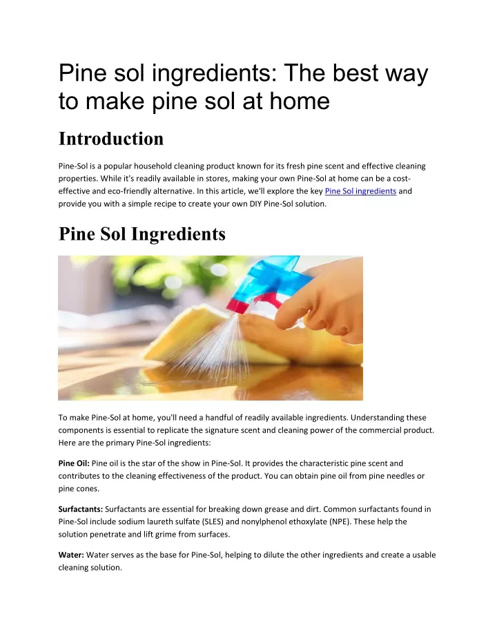 pine sol ingredients the best way to make pine