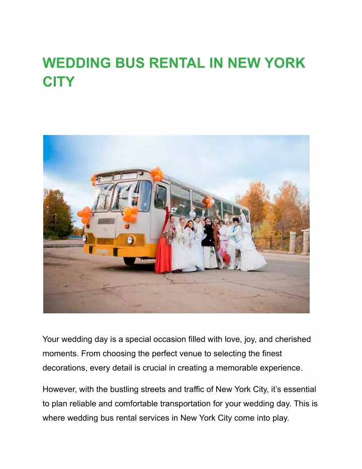 wedding bus rental in new york city