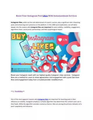 Boost Your Instagram Post Likes With Instamaximum Services