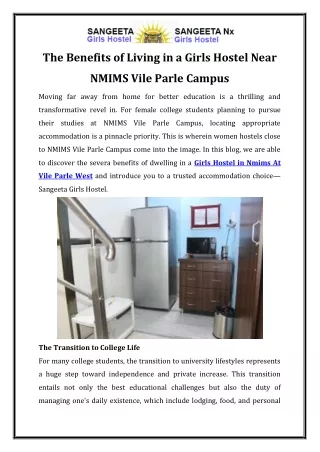 The Benefits of Living in a Girls Hostel Near NMIMS Vile Parle Campus