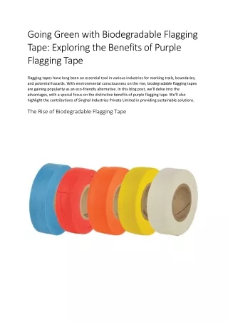 Going Green with Biodegradable Flagging Tape Exploring the Benefits of Purple Flagging Tape